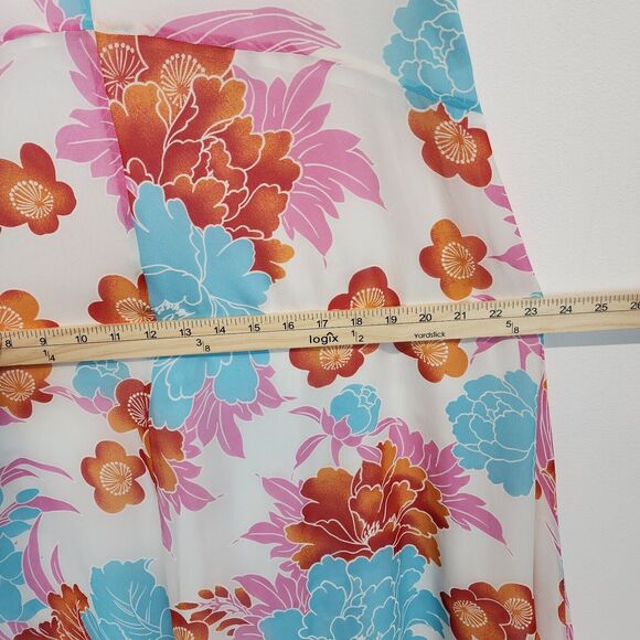 Laurel 100% Silk Floral Midi Dress Womens 42 M/L Wedding Guest Poland Cottage - Picture 11 of 15